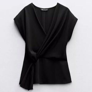 NWOT Zara Knotted Wrap Crepe Top
